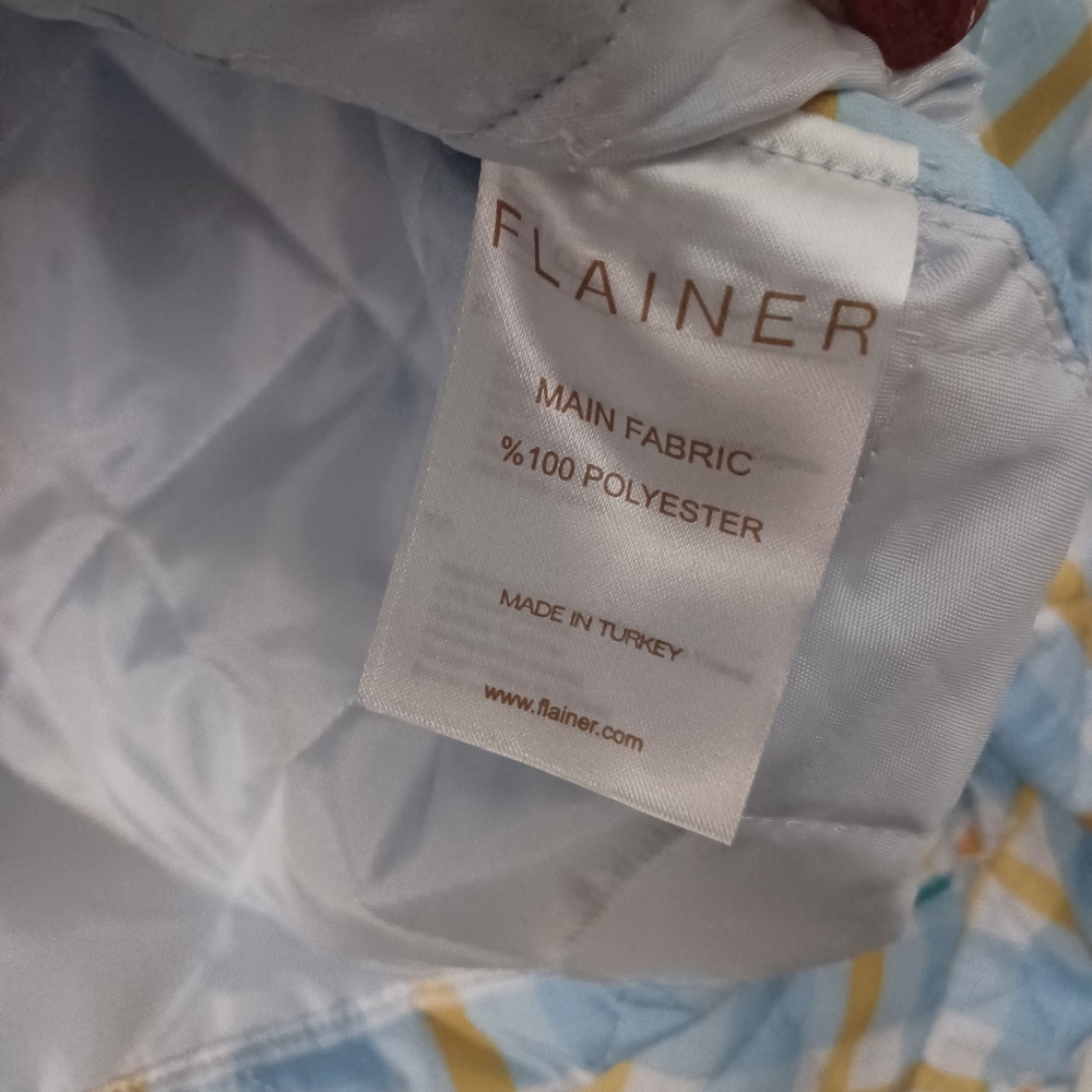 Plaid Ruffle-Collar Puffer Jacket in Blue & Yellow - Picture 6 of 12